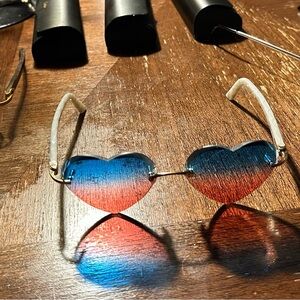 Cartier Heart-Shaped Sunglasses with Blue and Red Lenses